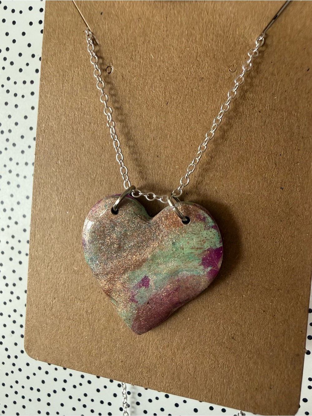 Handmade Multicolor Heart Pendant Necklace - Women Jewelry - Picture 7 of 8